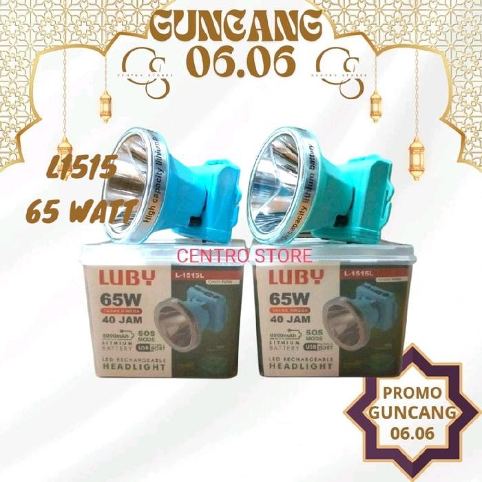 SENTER KEPALA LUBY L-1515 65 WATT 8000mAh CAHAYA PUTIH luby 10000 mah