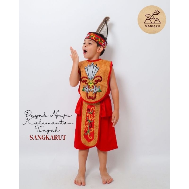 RB223 BAJU ADAT ANAK LAKI LAKI DAYAK NGAJU KALIMANTAN TENGAH
