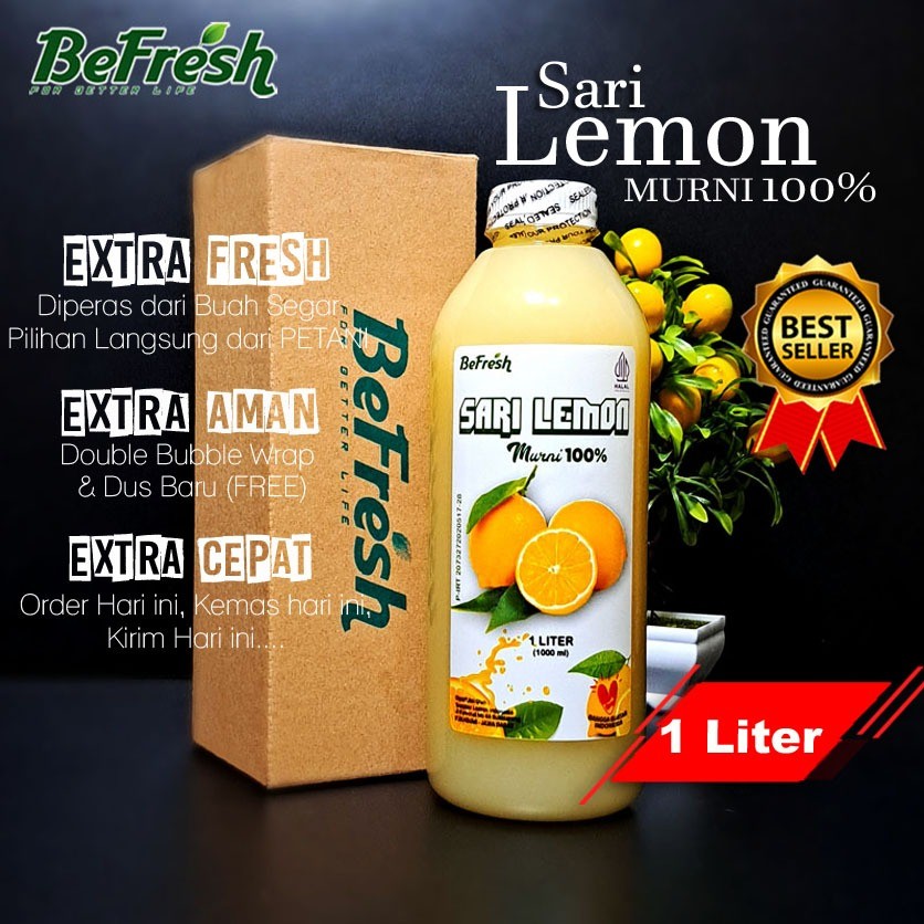 

BeFresh - Sari Lemon Murni 1 Liter - Lemon Diet dan detox - Asli Perasan Jeruk Lemon 100% Alami -