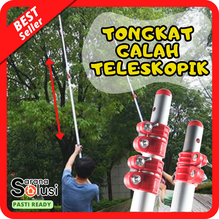 Tongkat Teleskopik Tiang Galah Gagang Panjang Genter Pruning Aluminium