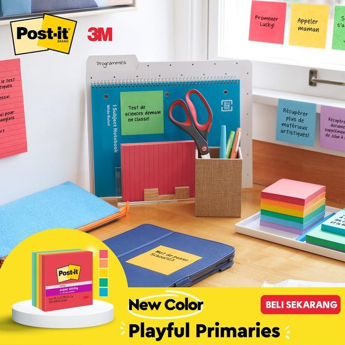

Terlaris- 3M Post-It Super Sticky Notes Playful Primaries 654-5Ssan / 5 3X3