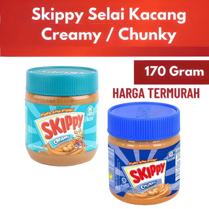 

Selai Kacang Skippy Peanut Butter Creamy 170 gram varian creamy dan chunky