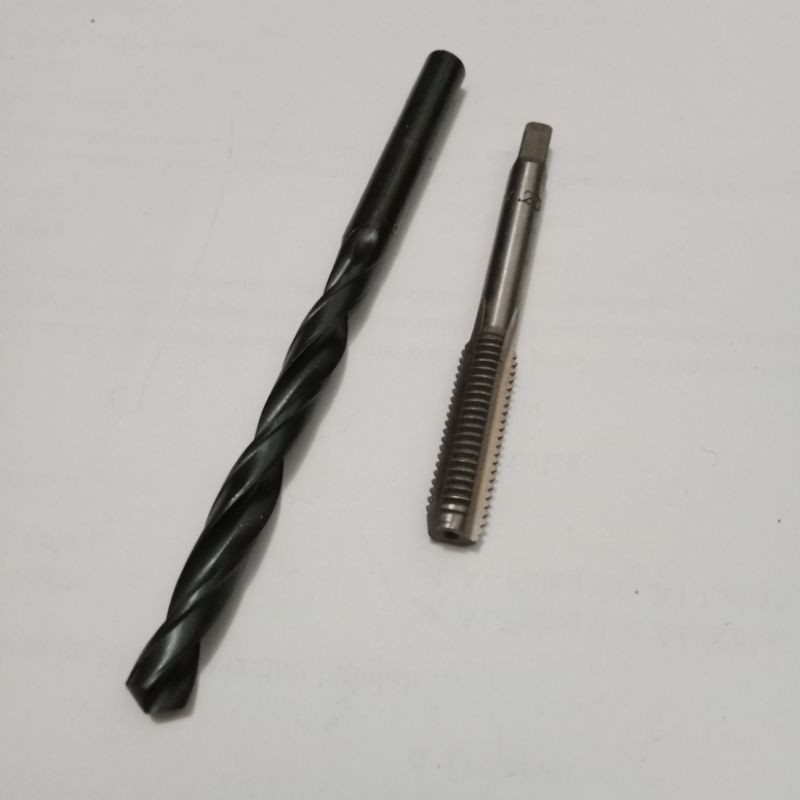 paket set baut 12 tap m8X1.25 + mata bor untuk membuat drat baut 12