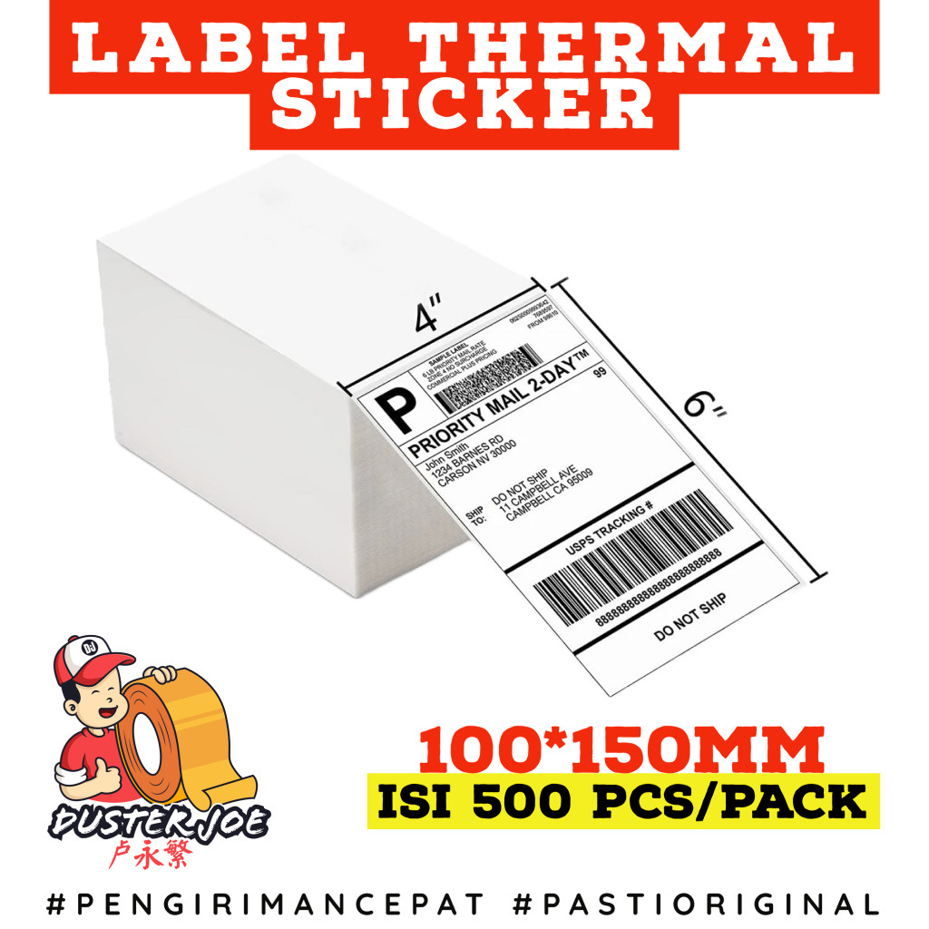 

Sinar Ross Label Kertas Thermal Barcode 100x150 Isi 500 Per 1 Pcs-Stack-Lipat