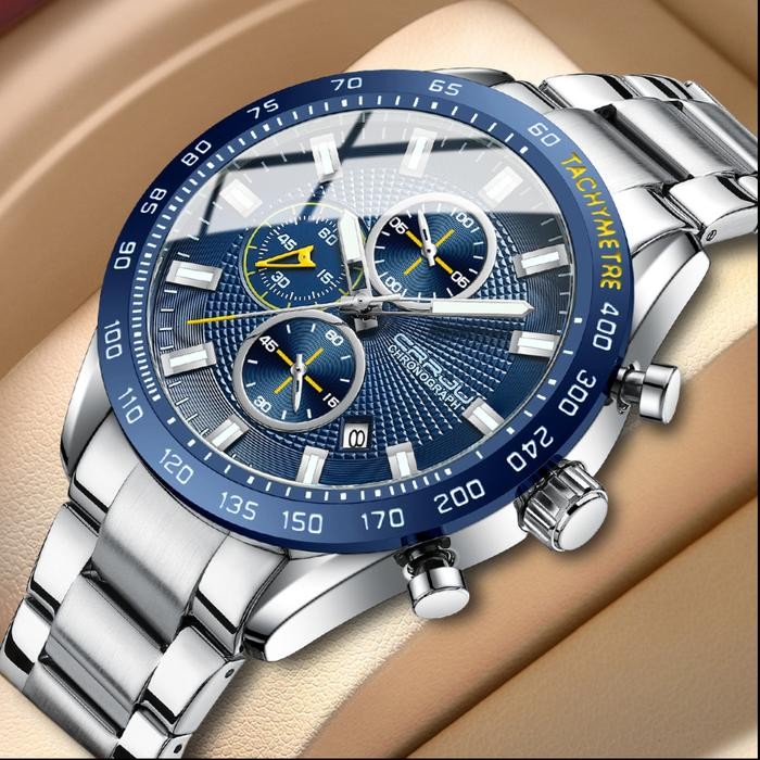 Jam Tangan Pria Crrju Chronograph Jam Bercahaya Tahan Air 2306