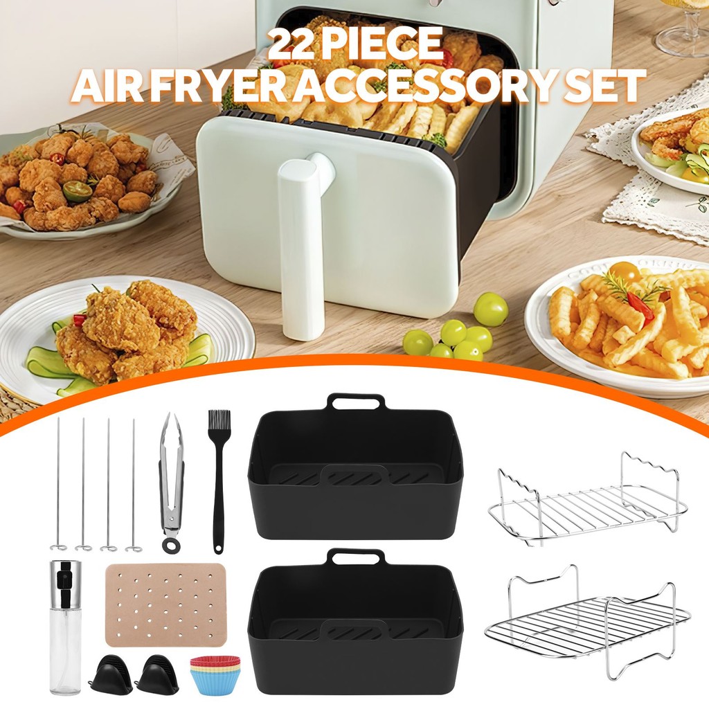 22 Piece Air Fryer Accessory Set, BPA-Free Air Fryer Silicone Moulds, Reusable, Hot Air Fryer Access