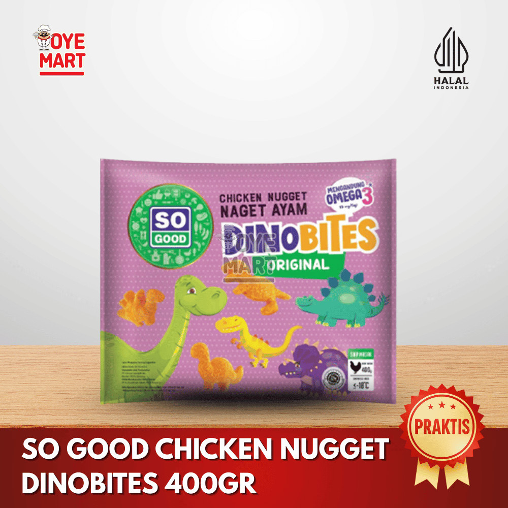 

SO GOOD CHICKEN NUGGET DINOBITES 400GR/NAGET AYAM BENTUK DINOSAURUS