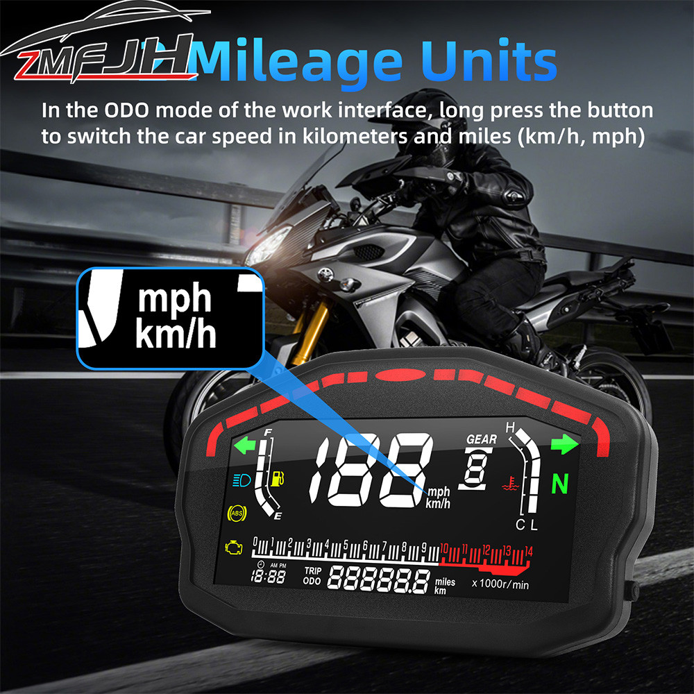 Universal Led Motorcycle Speedometer Digital Odometer For 2,4 Cylinders Rpm Tachometer For Honda For