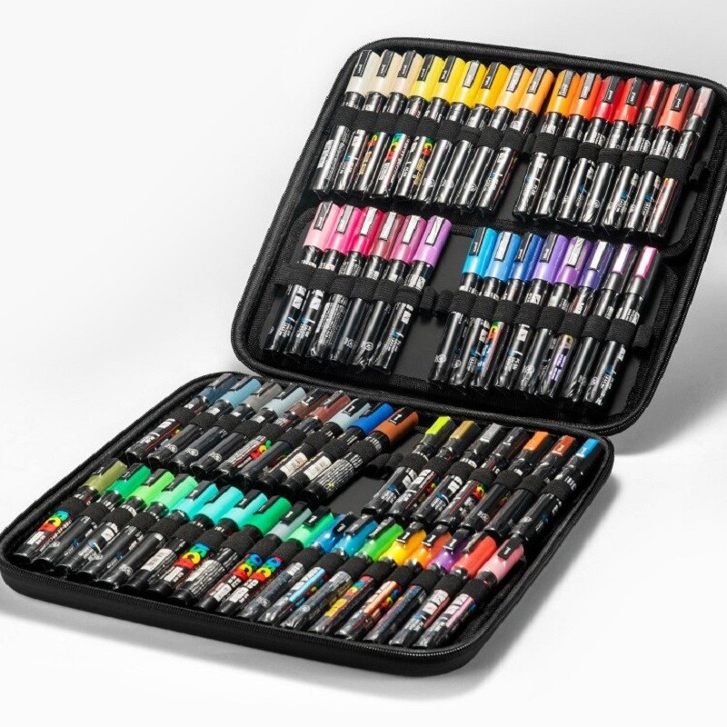 Posca Acrylic Paint Marker Pen 72 Hole Storage Bag Set UNI Plumones Portable Art Supplies Detachable