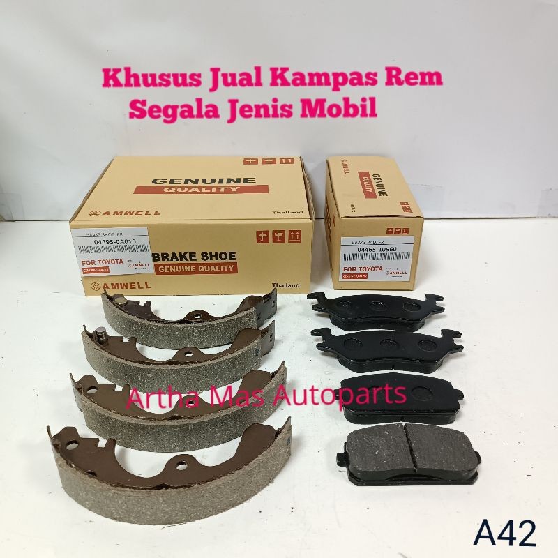 Kampas Rem Set Starlet Kotak EP70 EP71 Komplit Depan Belakang Starlet Kotak EP70 EP71