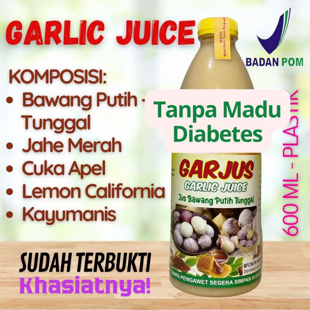 

JAMU HERBAL DIABETES (TANPA-MADU) - Jus Bawang Putih Tunggal Jahe Merah Lemon California Cuka Apel
