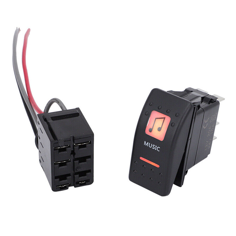 NEW Music Rocker Switch With Pre-Wired Backing Fit for Can Am Maverick Commander Defender Accessorie