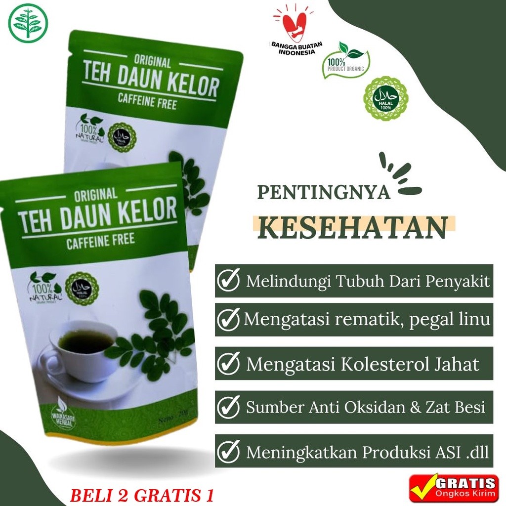 

teh daun kelor teh herbal teh alami teh daun kelor original 100% kolesterol rematik asam urat obat