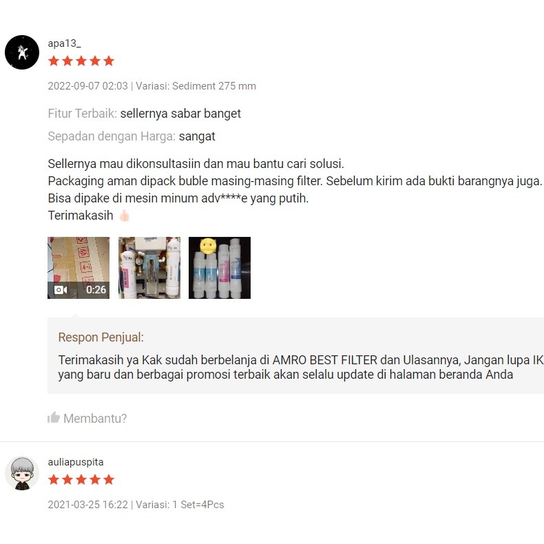 Filter untuk Mesin RO Advance dan Coway