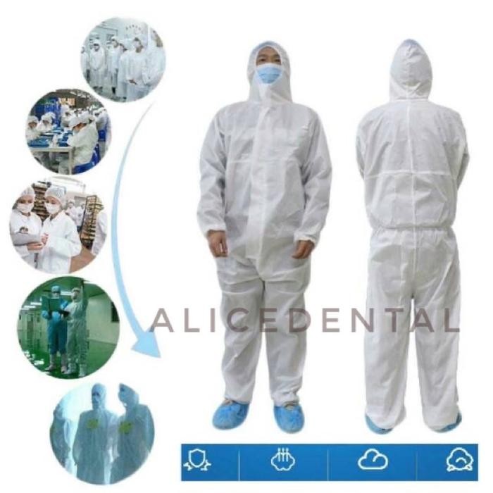 Baju Apd Hazmat Gown Coverall Medis Medical Surgical Apron Gown Putih