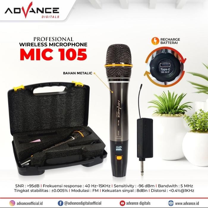 ADVANCE PROFESIONAL WIRELESS MICROPHONE / MIC WIRELESS MIC-105