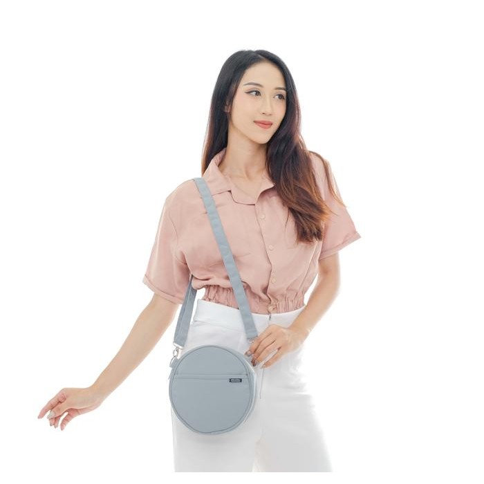 Himeku LALA Slingbag - Tas Selempang Bulat Cute - Tas Selempang Kanvas Wanita tri