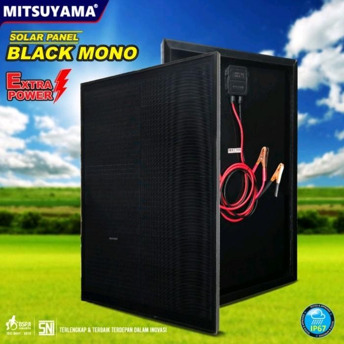 Terbagus Solar Panel Solar Cell Panel Surya Mitsuyama 20Wp Monocrystalline 20 Wp Mono Black Mono