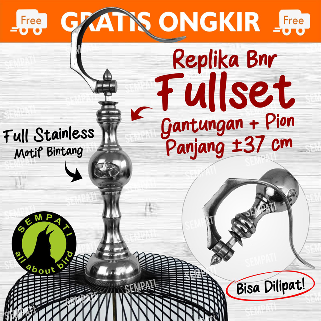 SEMPATI GANTUNGAN REPLIKA BNR FULLSET PION GANTUNGAN SANGKAR PLECI LOVEBIRD PION BESI PANJANG