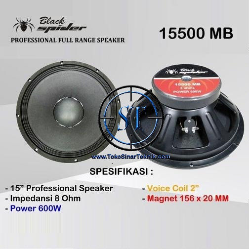[YE] Speaker 15" inch 600W Black Spider 15500 M / MB ORIGINAL Power 600 Watt Mid Bass Low Full Range