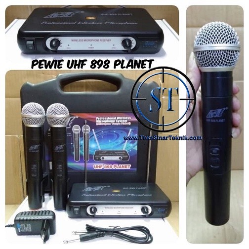[YE] Mic Wireless PEWIE UHF- 898 PLANET Mik Microphone SERI UHF898 Profesional System Audio Wierless