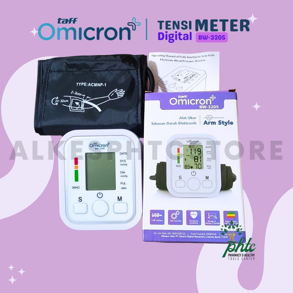 Taff Omicron BW-3205 Tensimeter Digital BW 3205 l Alat Ukur Tekanan Darah BW3205 Omicron