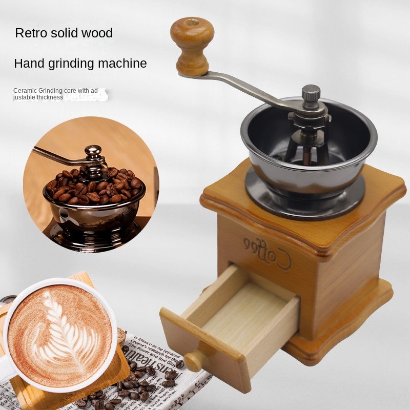 Penggiling Kopi Manual Antik Penggiling Kopi Engkol Tangan Besi Cor Antik Kedelai dengan Set Penggil