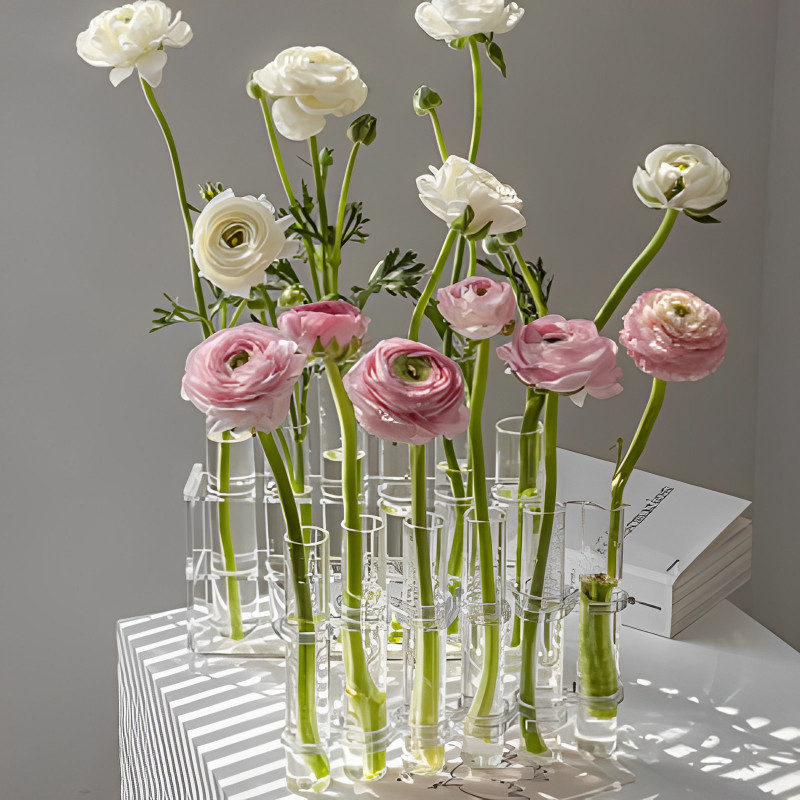 Vas Kaca Tabung Reaksi untuk Tanaman Vas Bunga Berengsel Akrilik Pot Bunga Wadah Hidroponik Ruang Ru