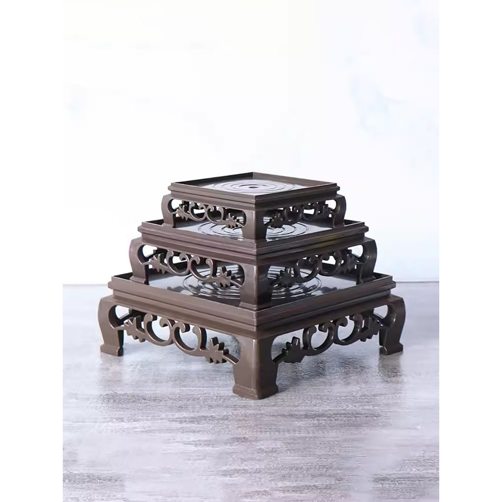 Nampan kayu imitasi plastik untuk pot bunga, pot bunga bulat dan persegi, alas tempat bunga, nampan 