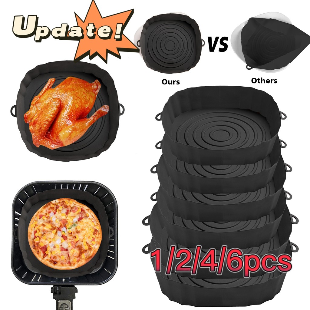 6 Buah Oven Keranjang Silikon Penggorengan Udara Tebal untuk Nampan Kue Tikar Goreng Panci Pangganga