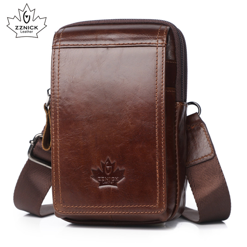 Tas Pria Tas Pinggang Kulit Asli Tas Selempang Bahu Tas CrossbMessenger Tas Bahu Pria Kantong Ponsel