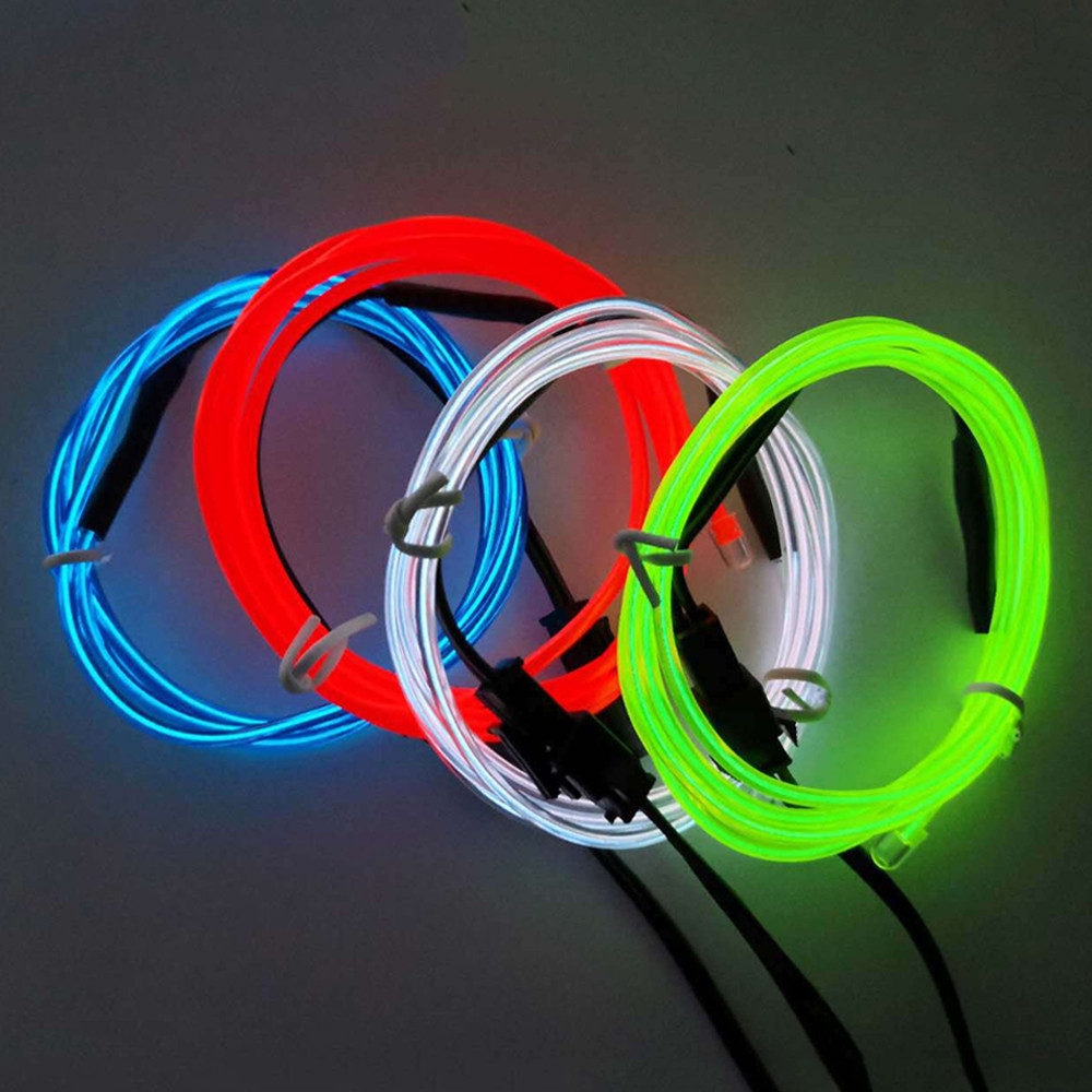 Kabel EL 5/4/3/2/1 Warna 1M Lampu Menyala dengan Lampu Neon Kombinasi DIY Lampu Multiwarna Baterai A
