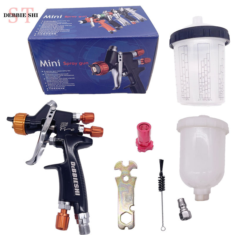 DEBBIE SHI Pistol Semprot Mini SRI 1.2MM Nosel Tangki 250CC dengan Adaptor Cat + Pistol Semprot Cang