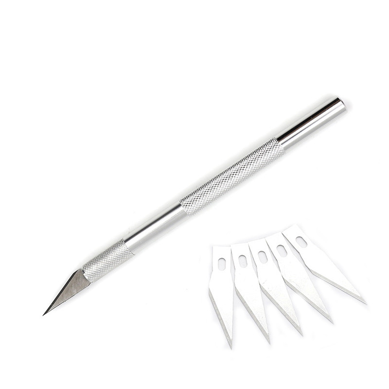 1 Set/Pegangan Logam Pisau Bedah, Pisau Pisau Kayu Pemotong Kertas Kerajinan Pena Pisau, Ukiran DIY 