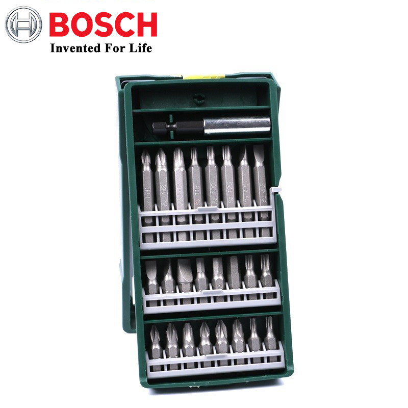 Set Mata Obeng Elektrik BOSCH Go 2 Asli Set Mata Bor Listrik Nirkabel 25 Buah untuk Set Mata Bor DIY