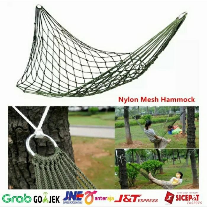 PREMIUM Hammock Ayunan Gantung Tali Rajut Nylon Hamock Jaring Single