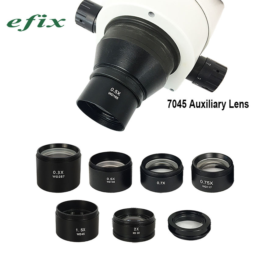 0,3X 0,5X 0,7X 0,75X 1,0X 1,5X 2,0X Lensa Objektif Tambahan Lensa Barlow untuk Mikroskop Stereo Trin