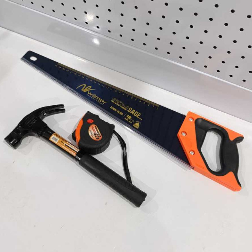 GERGAJI KAYU 18" PALU KAMBING GAGANG BESI MAGNET 12 OZ GERGAJI KAYU GAGANG PLASTIK 18 INCH