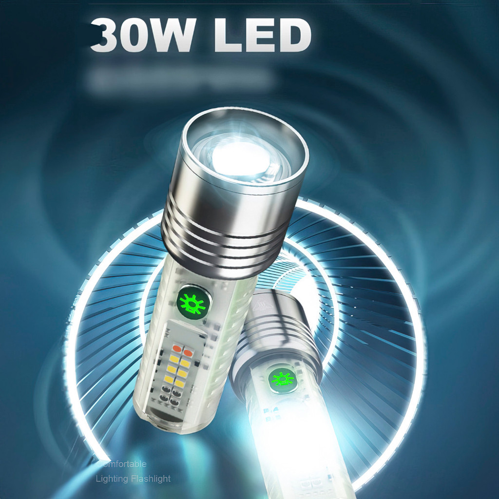 SENTER MAGHNET ZOOM IN OUT CAS 8 MODE WARNA 30W WATERPROOF FLASHLIGHT 520A