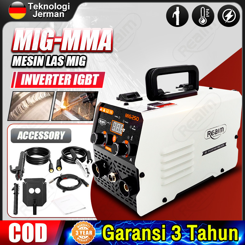 MESIN LAS MIG LAS LISTRIK INVERTER MESIN LAS TAMPILAN DIGITAL DEFINISI TINGGI MIG 250 PORTABEL