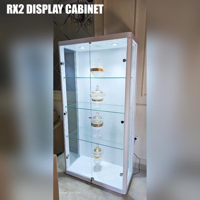 Lemari Rak Pajang Kaca Pajangan Kristal Hiasan Patung Koleksi Keramik