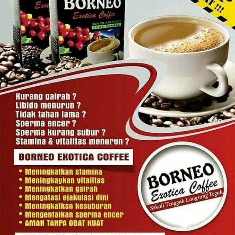 Kopi Borneo Coffee premium untuk stamina pria Laki aman dan berkhasiat isi 5 sachet