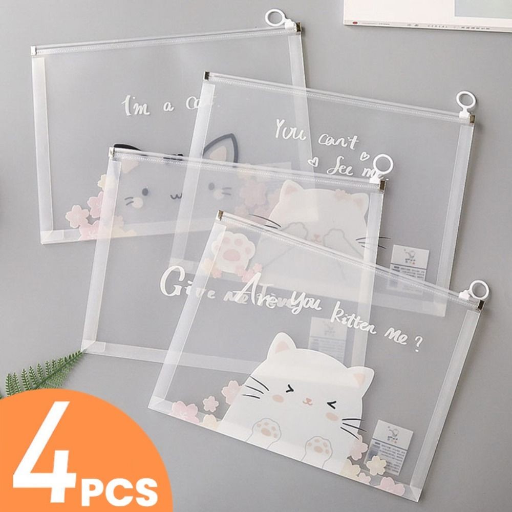 

4PCS/Set Snap-fastener A4 File Folder Large Capacity Test Paper Storage File Organizer PP Capybara Portfolio Organizer