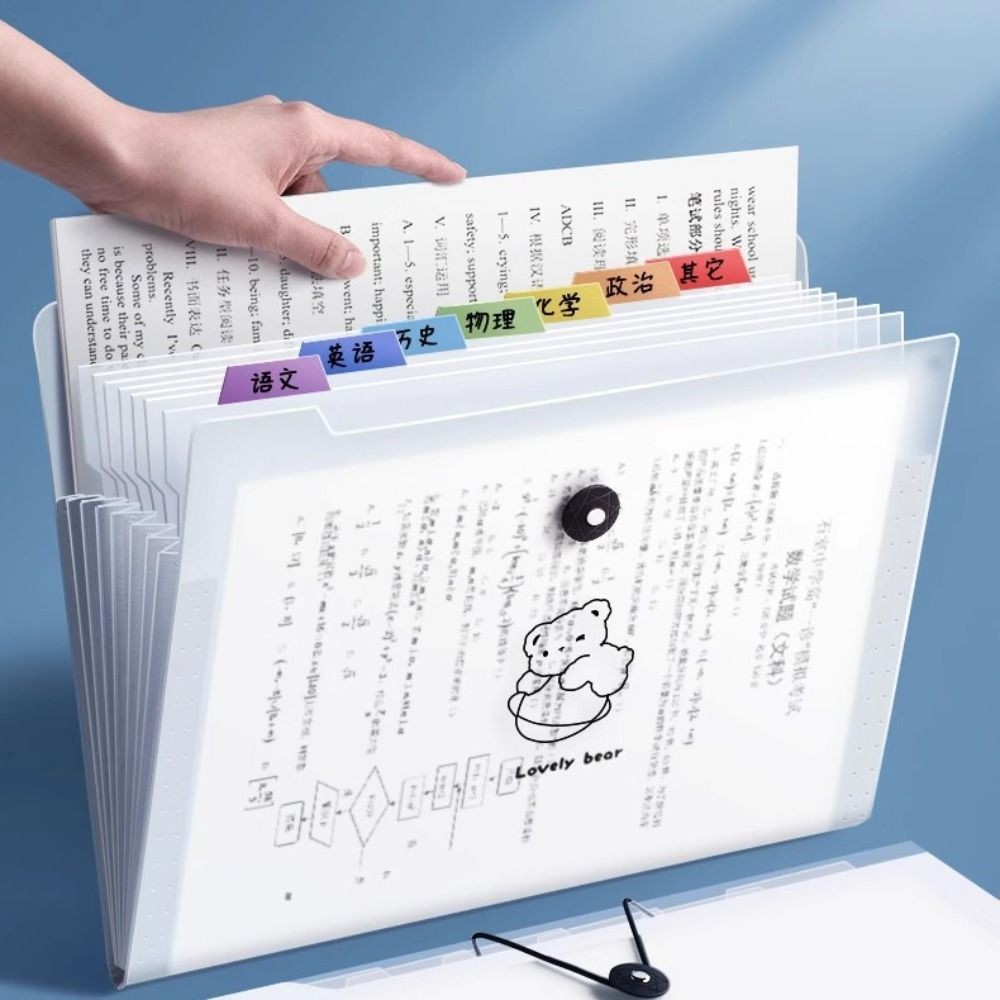 

A4 8/12Pockets File Folder Test Paper Storage Folder Waterproof File Organizer Classified Large Capacity Portfolio Organizer