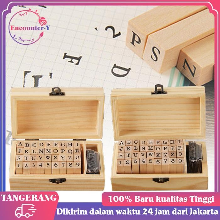 

Tkj - Stempel Huruf Alfabet/Stempel Cap Kayu Karet/Rubber Stamp Set With Ink