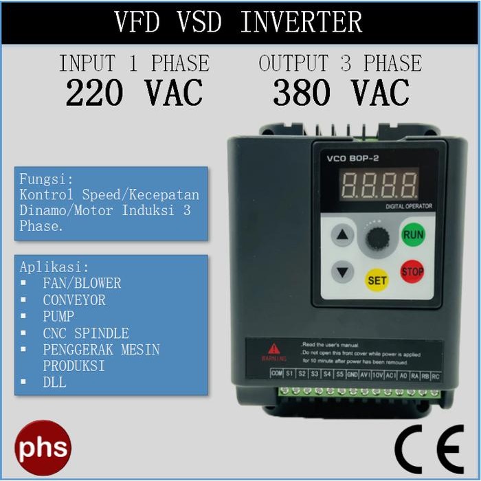 VFD VSD Inverter Input 1 Phase 220V Output 3 Phase 380V