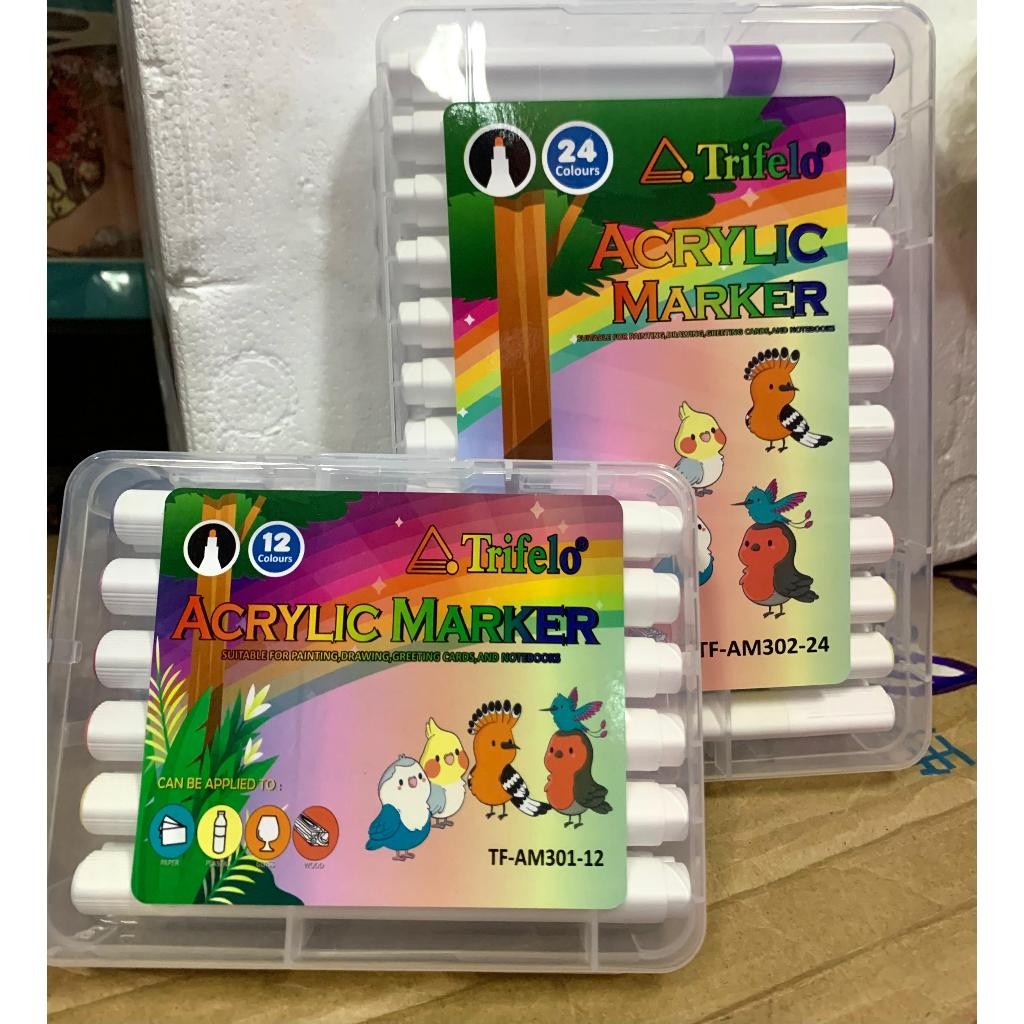 

acrilic marker spidol acrilic 24 warna segala permukaan trifello