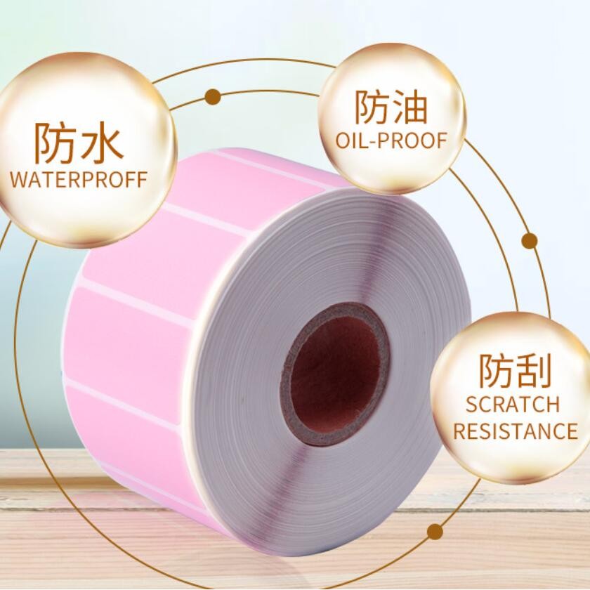 Pink Thermal Label Sticker For Printer Waterproof, Oil-proof, Scratch-proof, Adhesive Bar Code Label