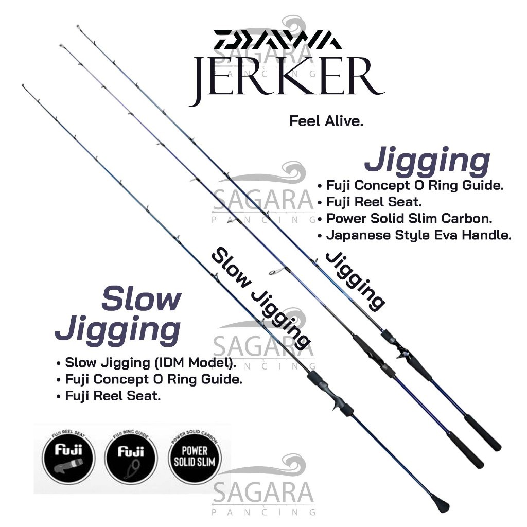 Joran Daiwa Jerker Joran Slow Jigging Rod Jigging Joran Solid Carbon Ring Sudah Fuji
