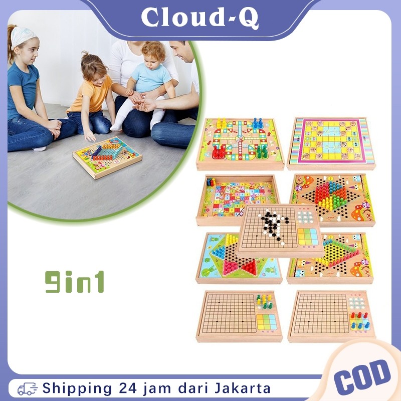 9In1 Ayu Board Game Eduai Mainan Papan Che Game Wooden